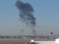 Plume of smoke at the airport - Sydney Airport (NSW, Australia)