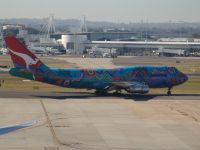 Blue 747-400 heading out to the taxiway - Sydney Airport (NSW, Australia)