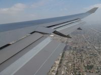 Flaps fully extended for landing - Over LA (California, USA)