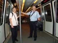 Mum and Dad on the shuttle train at Denver Airport - Denver Airport (Colorado, USA)