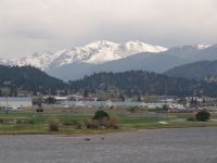 Estes Park over Estes Lake, with Rockies in the background - Estes Park (Colorado, USA)