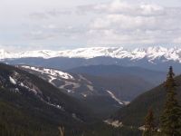 Mountains and ski slopes on the way down from Loveland Pass - Route 6 down from Loveland Pass (Colorado, USA)