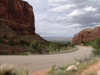 Road curve at Balanced Rock - Colorado National Monument (Colorado, USA)