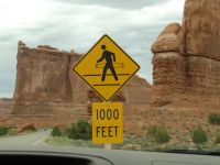 Hula hoop sign - really! - Arches National Park (Utah, USA)