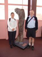 Mum and Dad next to a femur - Dinosaur National Monument Museum (Utah, USA)