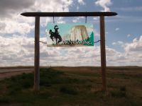 Welcome to Wyoming sign - Route 18 east (Wyoming, USA)