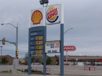 Petrol sign - Route 90 west (Wyoming, USA)