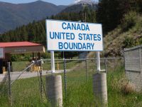 Canada United States border sign - Route 93 north (Montana, USA)