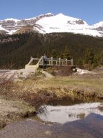 Mum on a bridge at Bow Lake - Banff National Park (Alberta, Canada)