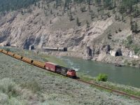 Rockslide tunnels and a train - Trans-Canada 1 west (British Columbia, Canada)