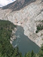 Thompson River and rockslide tunnels - Trans-Canada 1 west (British Columbia, Canada)