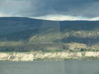 Penticton sign over Okanagan Lake - Route 97 south (British Columbia, Canada)